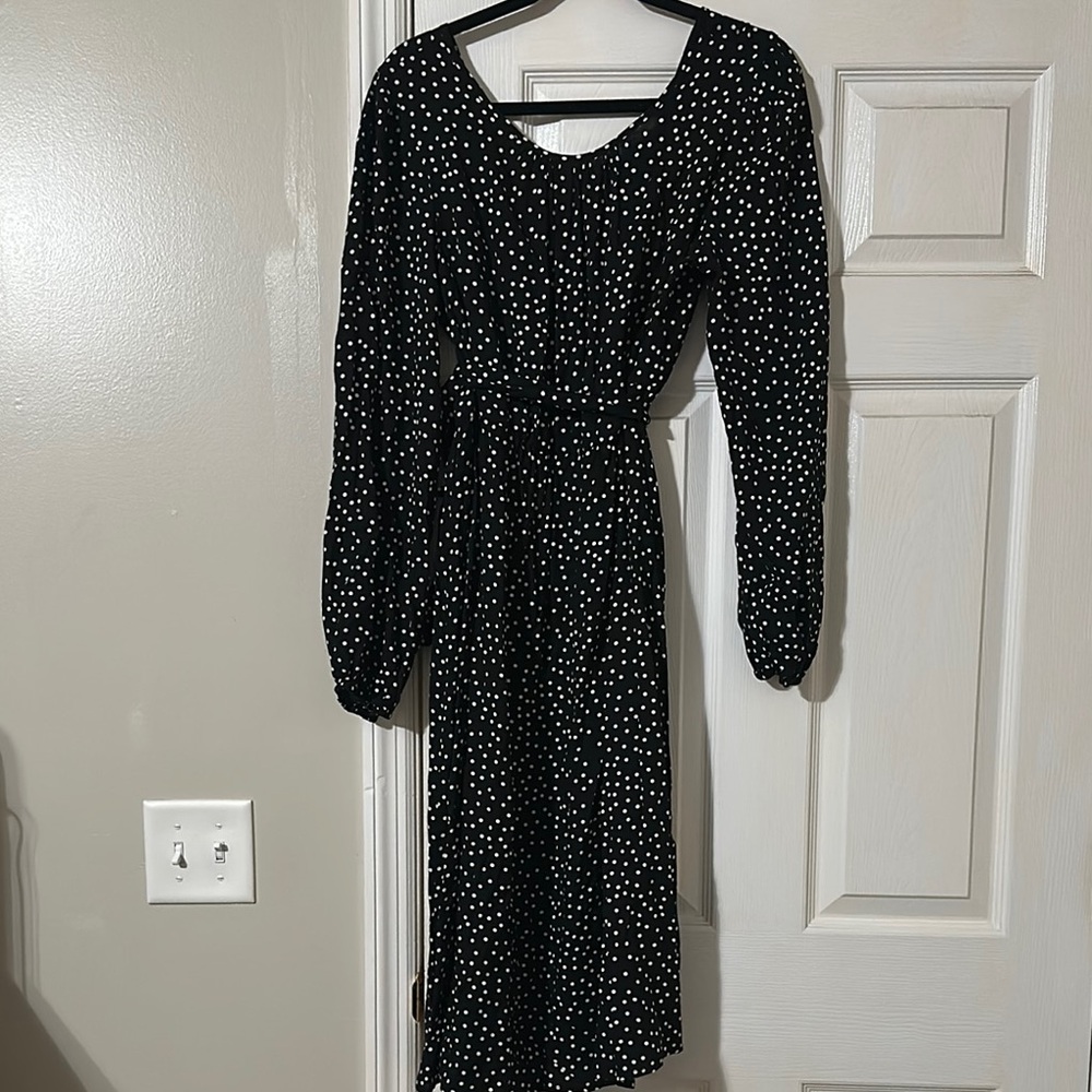 Elegant Black and White Polka Dot Dress